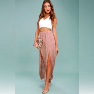 Lulus Blush Pink Maxi Slit Skirt